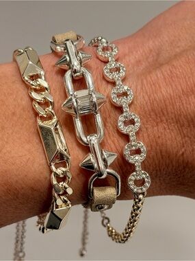 Bomb Party NWOT! Mixed Metal Women's Bracelet Trio in Gold and Silver